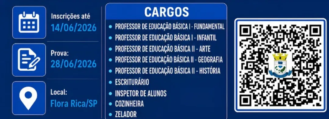 INSCRIÇÕES ABERTAS - CONCURSO PÚBLICO