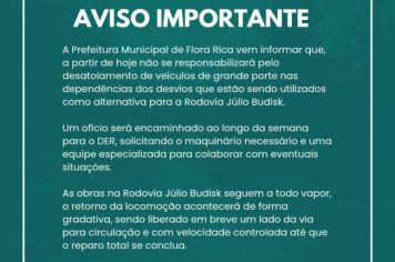 Prefeitura Municipal Anuncia Comunicado Importante a respeito dos desvios e veículos de grande porte