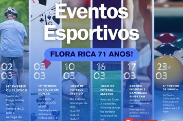 Flora Rica Celebra 71 Anos com Intenso Cronograma Esportivo em Março