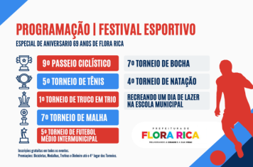 Diretoria de Esportes Anuncia Festival Esportivo em comemoração ao aniversário de Flora Rica