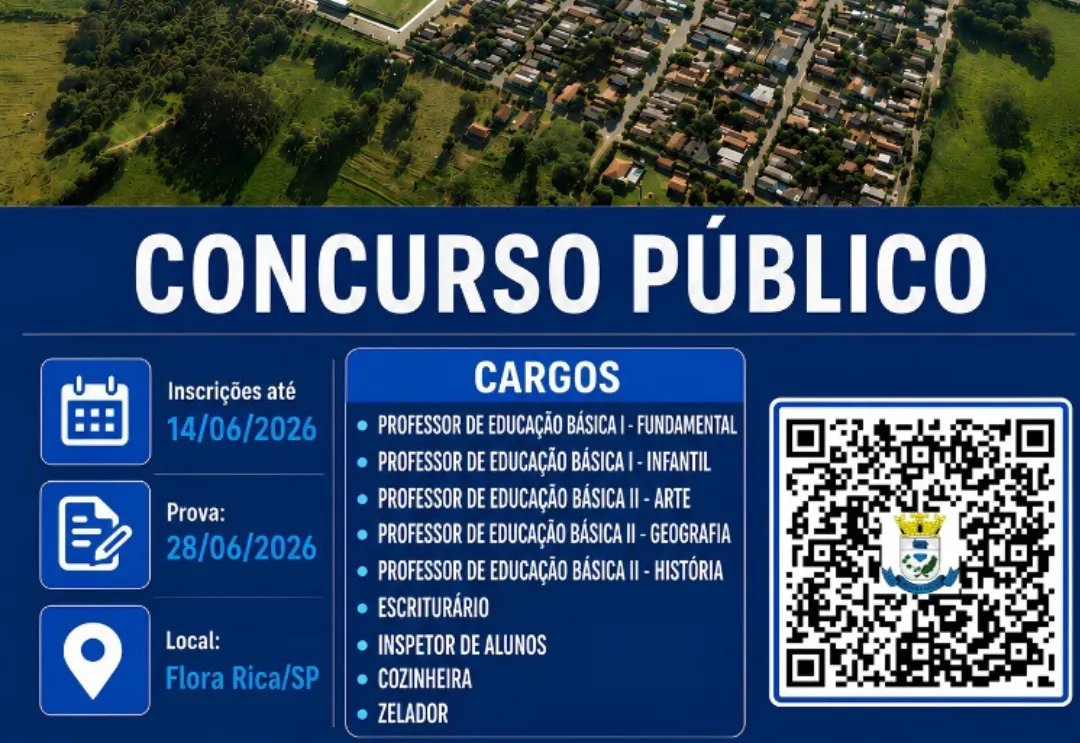 INSCRIÇÕES ABERTAS - CONCURSO PÚBLICO